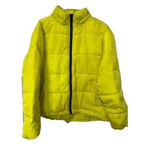 Sanctuary Cropped Puffa Jacket Women Medium Acid Green Winter Outerwear